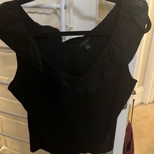And Taylor ruffle neck tank top black size medium NWOT
